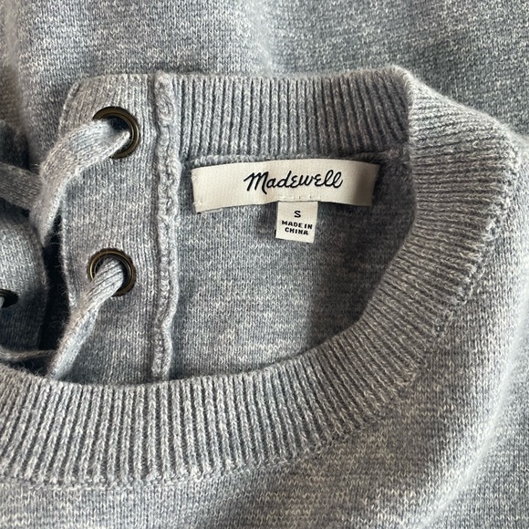 MADEWELL • Grey Laced-Back Pullover Sweater - Picture 11 of 16